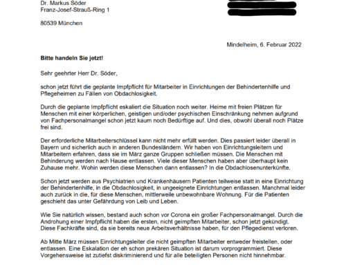 Brief an Markus Söder von Mindelheimer Stadtrat Sedlmeir